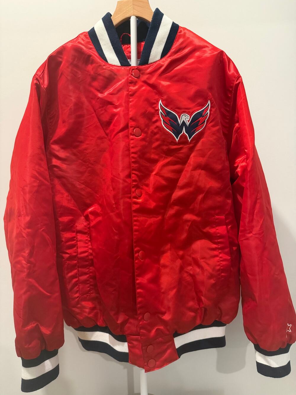 Washington Capitals Starter Satin Bomber Jacket Red NHL Size XL